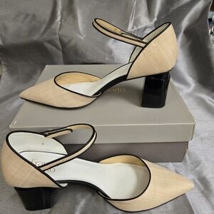 Franco Sarto Tan and Black Block Heel Women's Shoes